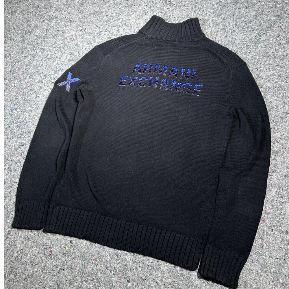 Armani Exchange Men's Size M Navy Blue Big Back Logo  Crewneck Sweatshir